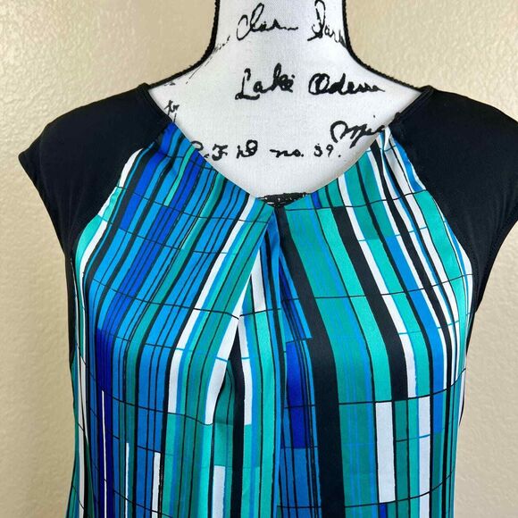 Worthington Spreadsheet Black Green & White Short Sleeve Shirt size S  preppy - Picture 11 of 12